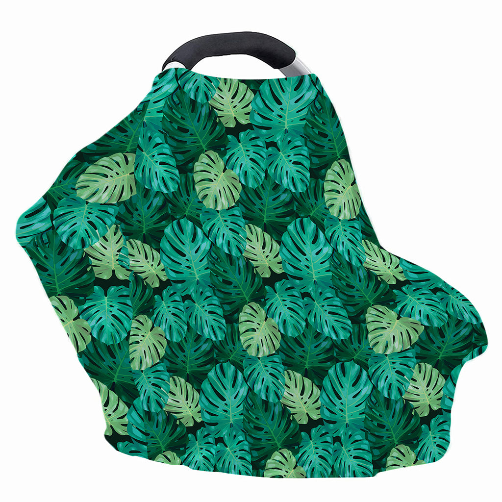 Green Tropical Monstera Pattern Print Baby Seat Cover