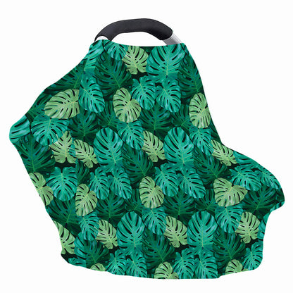 Green Tropical Monstera Pattern Print Baby Seat Cover