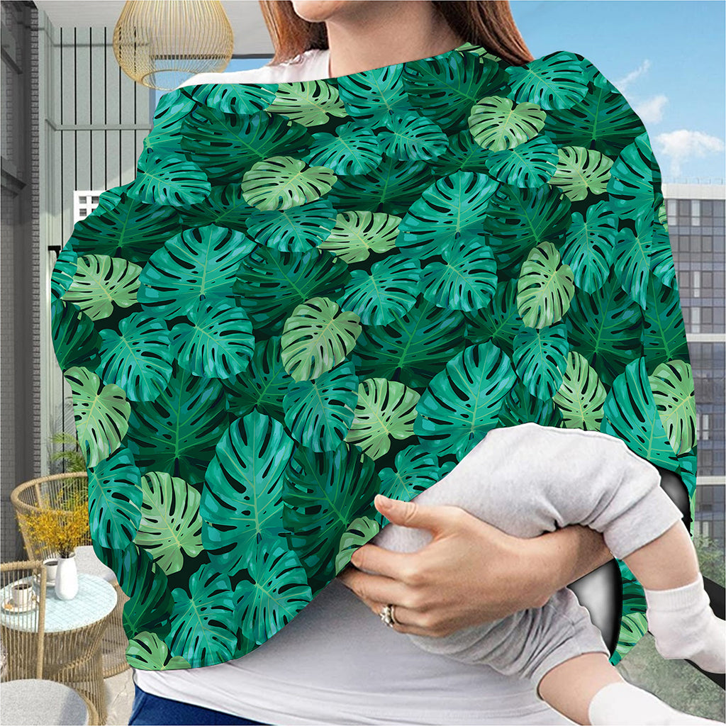 Green Tropical Monstera Pattern Print Baby Seat Cover