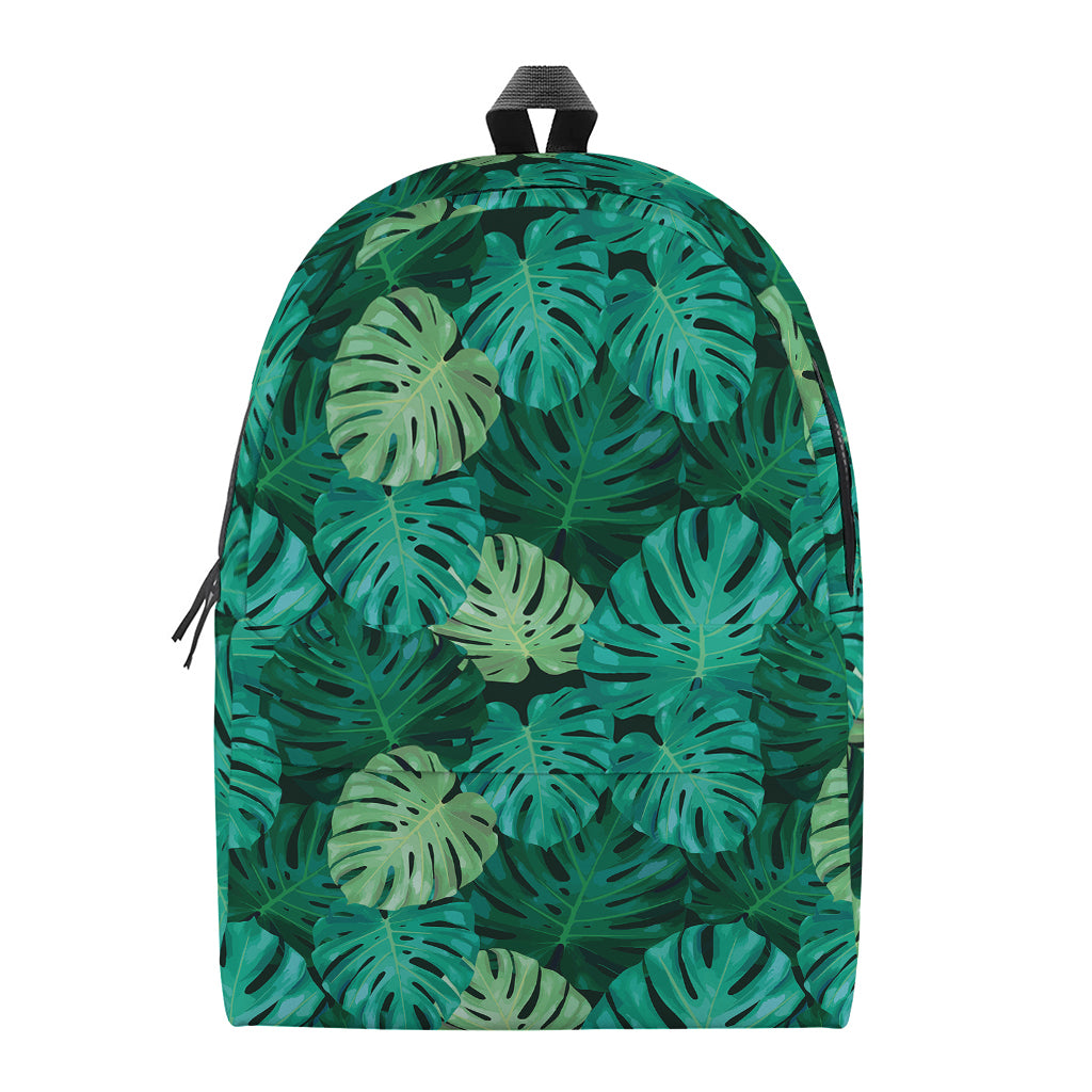 Green Tropical Monstera Pattern Print Backpack
