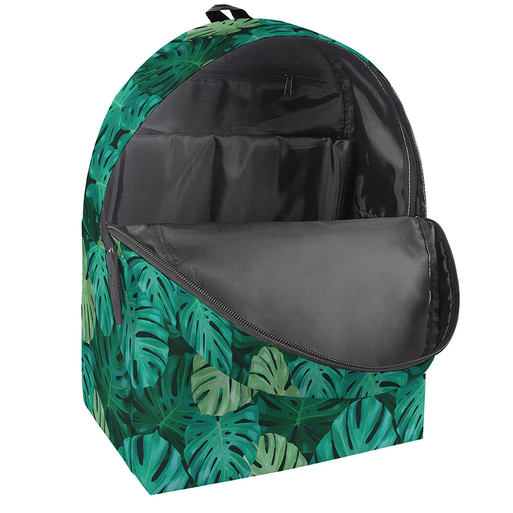 Green Tropical Monstera Pattern Print Backpack