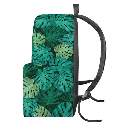 Green Tropical Monstera Pattern Print Backpack