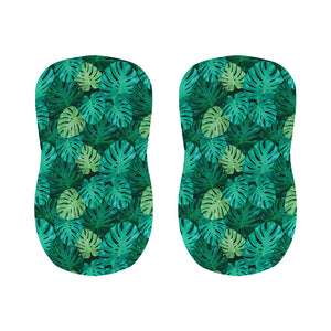 Green Tropical Monstera Pattern Print Bar Stool Covers