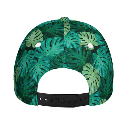 Green Tropical Monstera Pattern Print Baseball Cap