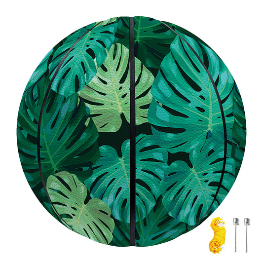 Green Tropical Monstera Pattern Print Basketball