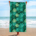 Green Tropical Monstera Pattern Print Beach Towel
