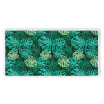 Green Tropical Monstera Pattern Print Beach Towel