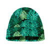 Green Tropical Monstera Pattern Print Beanie