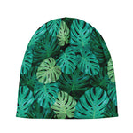 Green Tropical Monstera Pattern Print Beanie