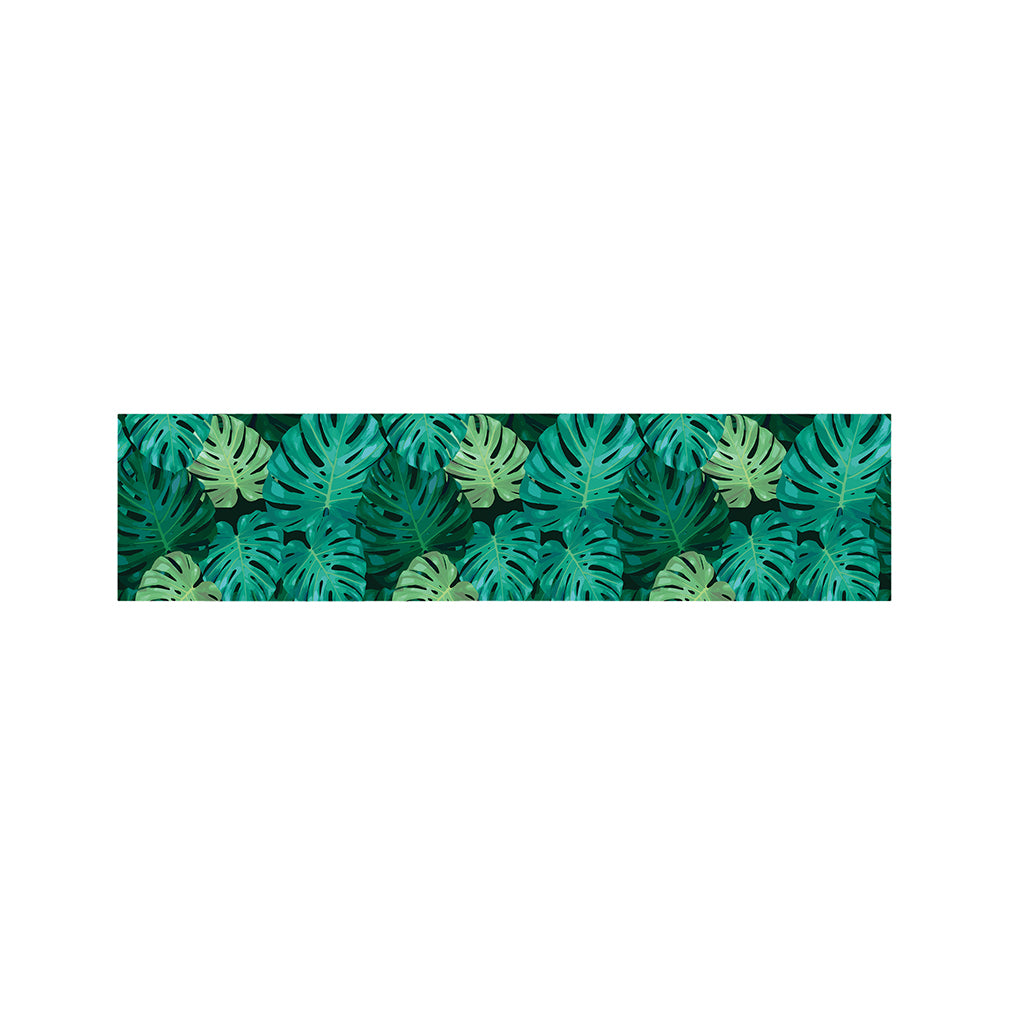 Green Tropical Monstera Pattern Print Bed Runner