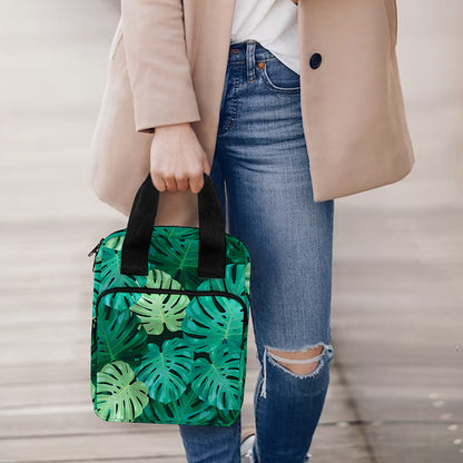Green Tropical Monstera Pattern Print Bible Tote Bag