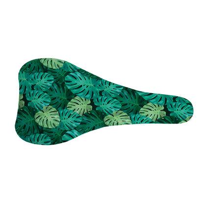 Green Tropical Monstera Pattern Print Bicycle Seat Cover