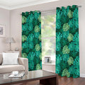Green Tropical Monstera Pattern Print Dimout Grommet Curtains