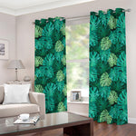 Green Tropical Monstera Pattern Print Blackout Grommet Curtains