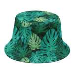 Green Tropical Monstera Pattern Print Bucket Hat