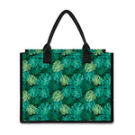 Green Tropical Monstera Pattern Print Canvas Tote Bag