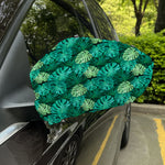 Green Tropical Monstera Pattern Print Car Side Mirror Covers