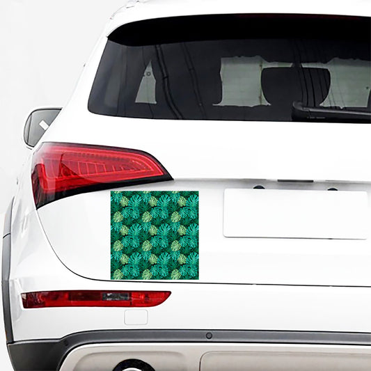 Green Tropical Monstera Pattern Print Car Sticker