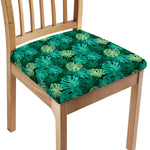 Green Tropical Monstera Pattern Print Chair Cushion Cover