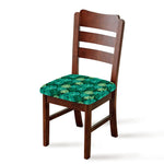 Green Tropical Monstera Pattern Print Chair Cushion Cover