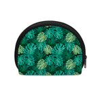 Green Tropical Monstera Pattern Print Coin Purse