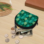 Green Tropical Monstera Pattern Print Coin Purse