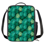 Green Tropical Monstera Pattern Print Crossbody Lunch Bag