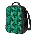 Green Tropical Monstera Pattern Print Crossbody Lunch Bag