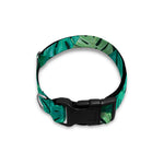 Green Tropical Monstera Pattern Print Dog Collar