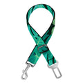 Green Tropical Monstera Pattern Print Dog Seat Belt