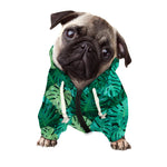 Green Tropical Monstera Pattern Print Dog Zip Up Hoodie