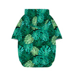 Green Tropical Monstera Pattern Print Dog Zip Up Hoodie