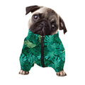 Green Tropical Monstera Pattern Print Dog Zip Up Jacket