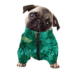 Green Tropical Monstera Pattern Print Dog Zip Up Jacket