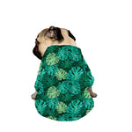 Green Tropical Monstera Pattern Print Dog Zip Up Jacket