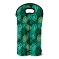 Green Tropical Monstera Pattern Print Double Neoprene Wine Tote