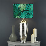 Green Tropical Monstera Pattern Print Drum Lamp Shade