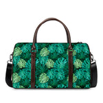 Green Tropical Monstera Pattern Print Duffle Bag