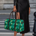 Green Tropical Monstera Pattern Print Duffle Bag