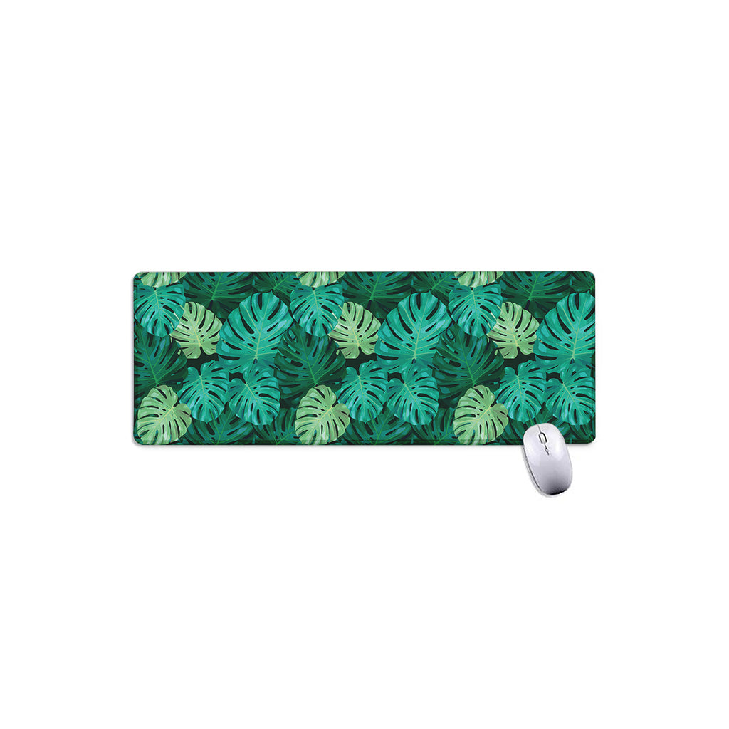 Green Tropical Monstera Pattern Print Extended Mouse Pad