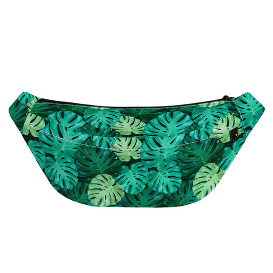 Green Tropical Monstera Pattern Print Fanny Pack