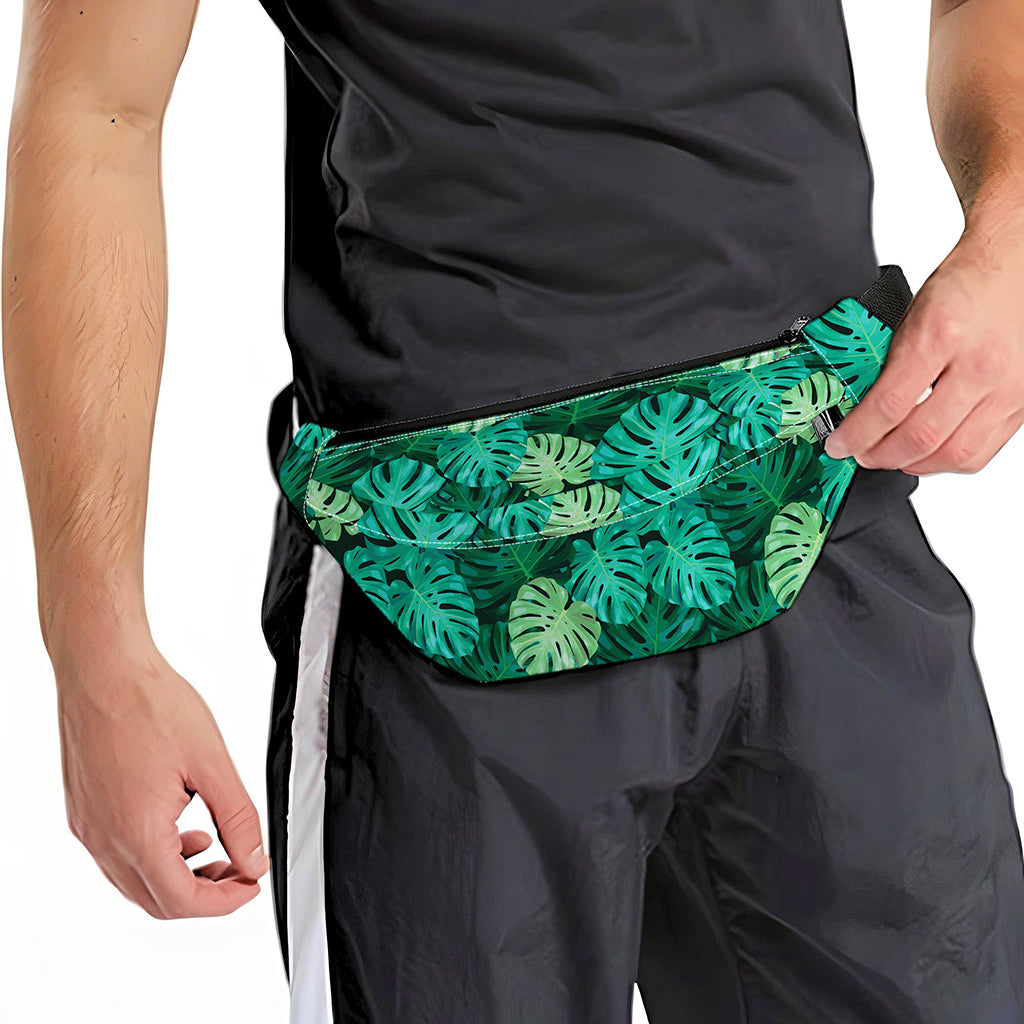 Green Tropical Monstera Pattern Print Fanny Pack