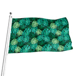 Green Tropical Monstera Pattern Print Flag