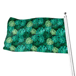 Green Tropical Monstera Pattern Print Flag