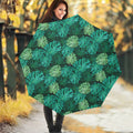 Green Tropical Monstera Pattern Print Foldable Umbrella