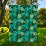 Green Tropical Monstera Pattern Print Garden Flag
