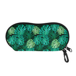 Green Tropical Monstera Pattern Print Glasses Case