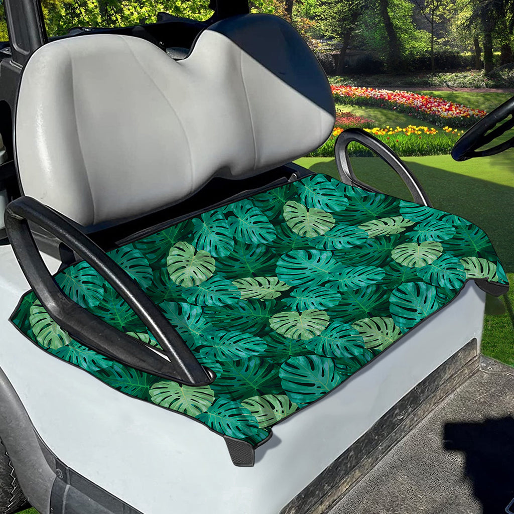 Green Tropical Monstera Pattern Print Golf Cart Seat Cover