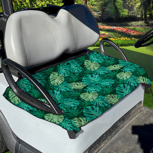 Green Tropical Monstera Pattern Print Golf Cart Seat Cover