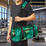 Green Tropical Monstera Pattern Print Gym Bag